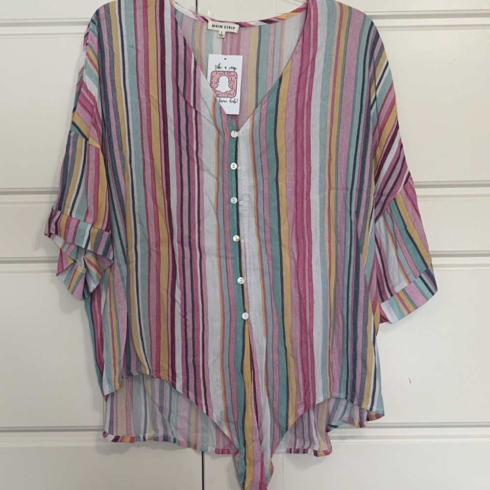Rainbow Striped blouse Large